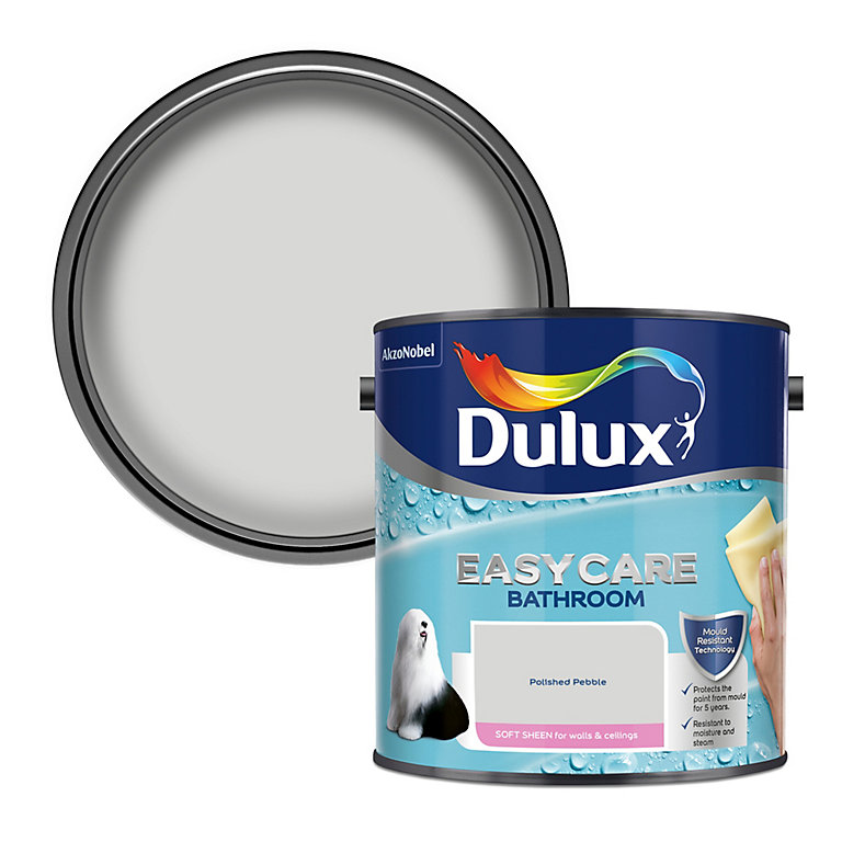 Image of Dulux Easycare Bathroom Polished pebble Soft sheen Emulsion paint, 2.5L