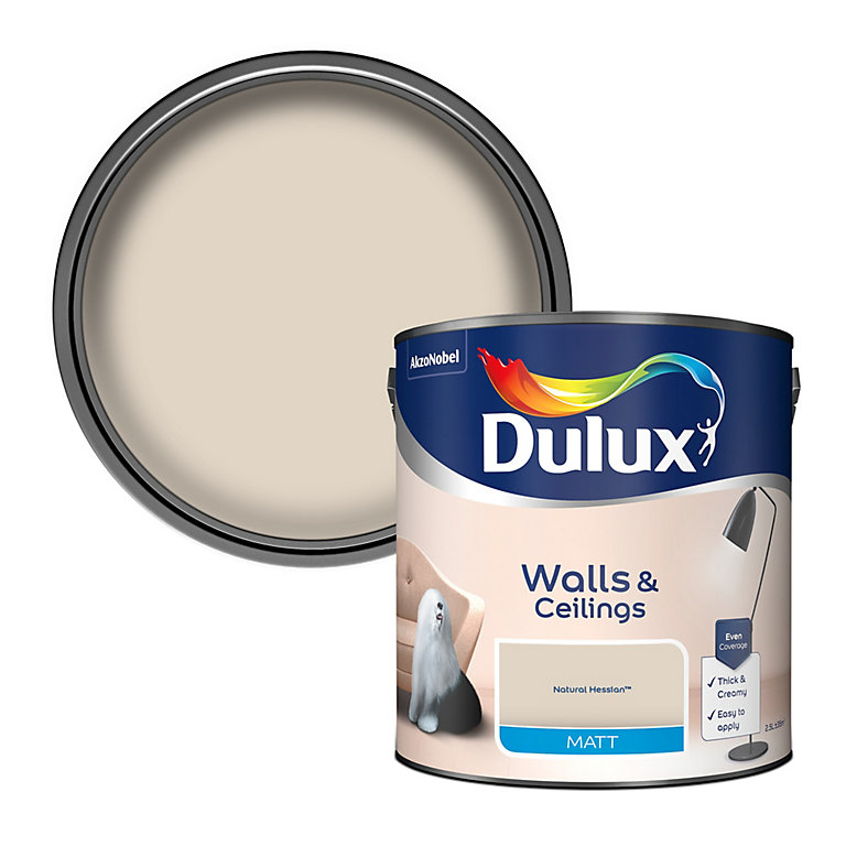 Product image for Dulux Walls & ceilings Natural hessian Matt Emulsion paint, 2.5L