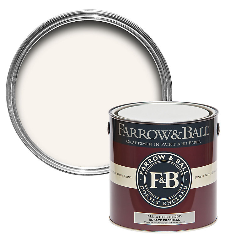 Product image for Farrow & Ball Estate All white No.2005 Eggshell Metal & wood paint, 2.5L