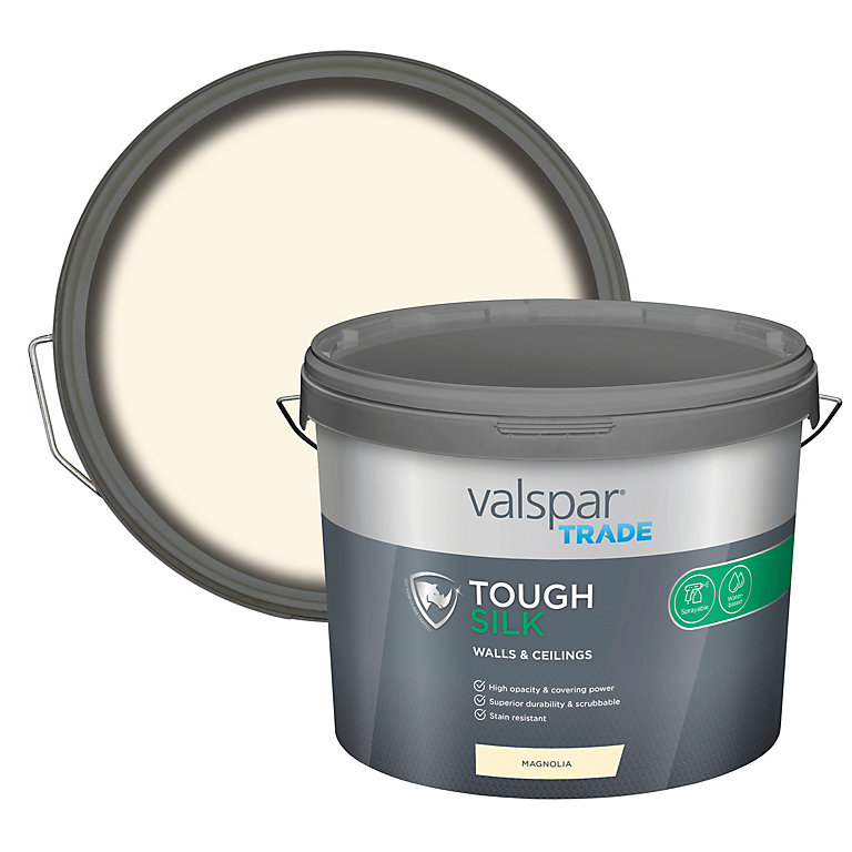 Product image for Valspar Trade Tough Magnolia Silk Emulsion paint, 10L