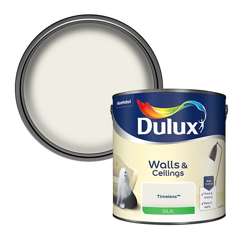 Product image for Dulux Walls & ceilings Timeless Silk Emulsion paint, 2.5L