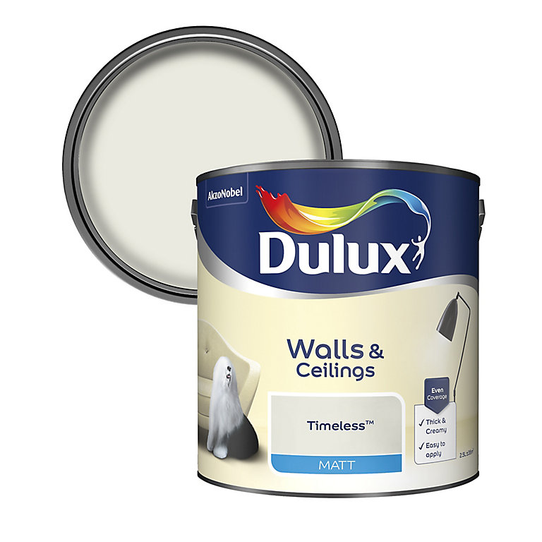 Product image for Dulux Walls & ceilings Timeless Matt Emulsion paint, 2.5L