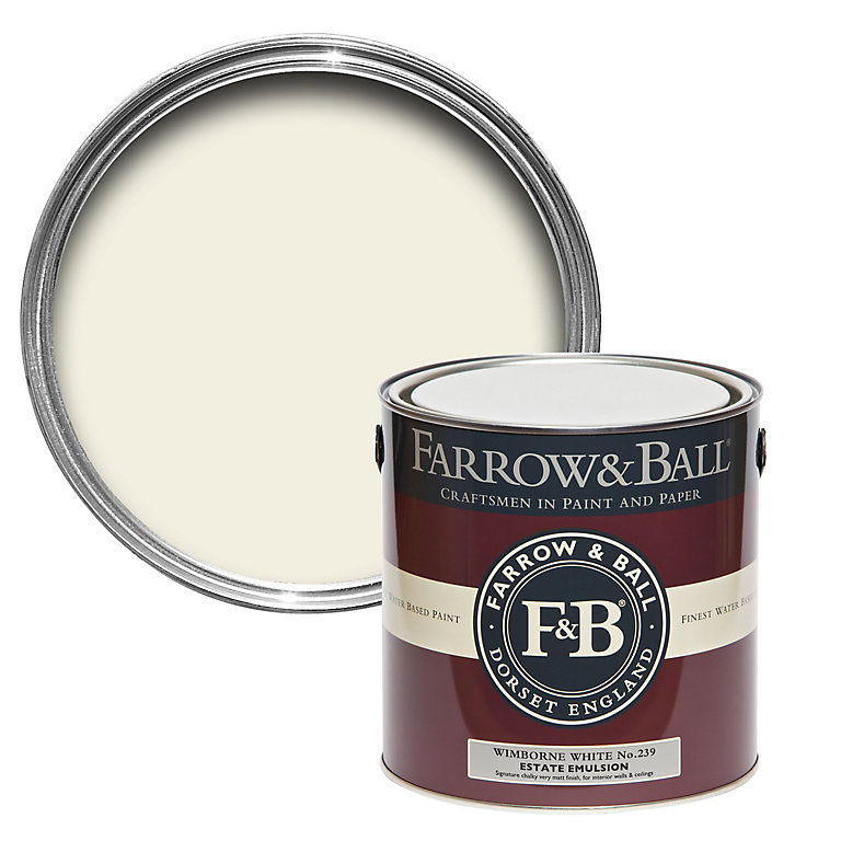 Image of Farrow & Ball Estate Wimborne white No.239 Matt Emulsion paint, 2.5L