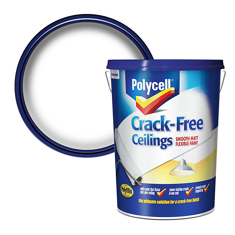Image of Polycell Crack free White Matt Emulsion paint, 5L