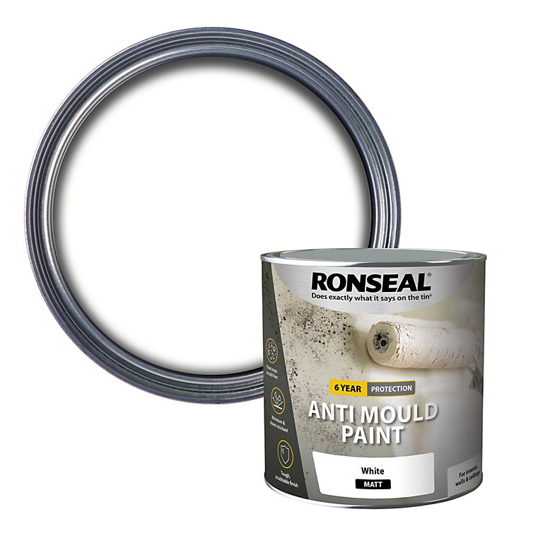 Product image for Ronseal Problem wall White Matt Anti-mould paint, 2.5L