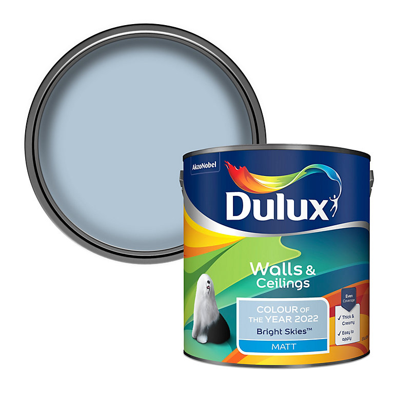 Product image for Dulux Walls & ceilings Bright Skies Matt Emulsion paint, 2.5L