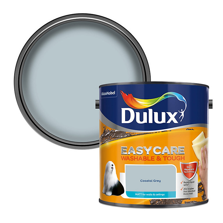 Product image for Dulux Easycare Coastal Grey Matt Wall paint, 2.5L