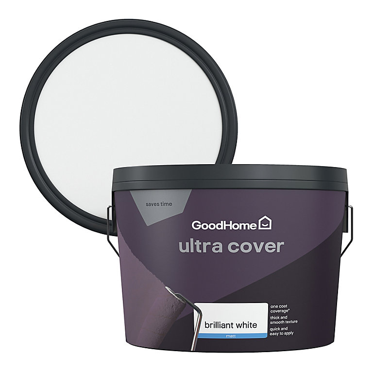 Product image for GoodHome Ultra Cover White Matt Emulsion paint, 10L