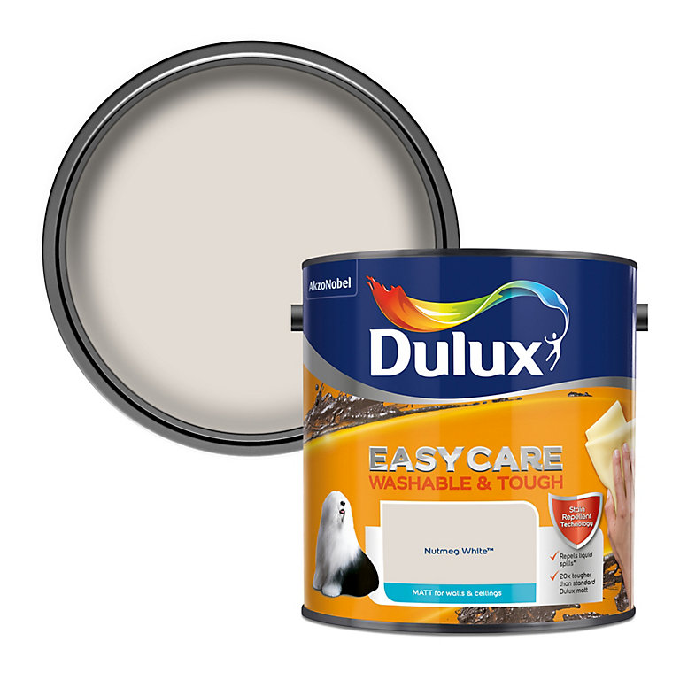 Product image for Dulux Easycare Nutmeg white Matt Emulsion paint, 2.5L