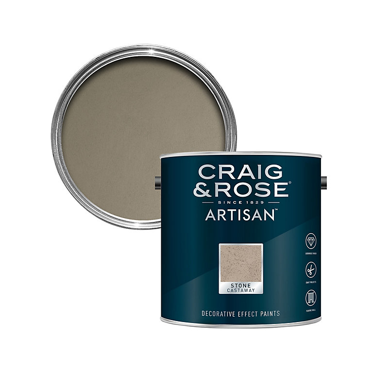 Product image for Craig & Rose Artisan Castaway Stone Textured effect Matt Topcoat Special effect paint, 2.5L
