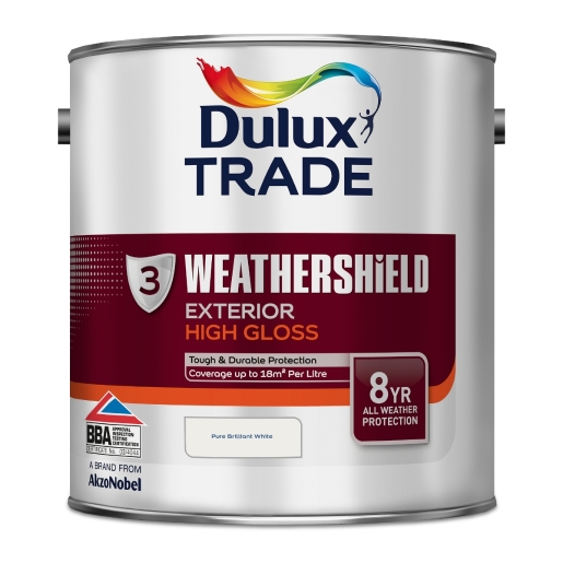 Product image for Dulux Trade Pure brilliant white Gloss Metal & wood paint, 2.5L