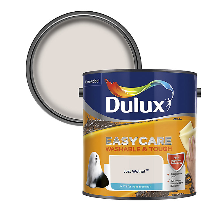 Product image for Dulux Easycare Just walnut Matt Emulsion paint, 2.5L