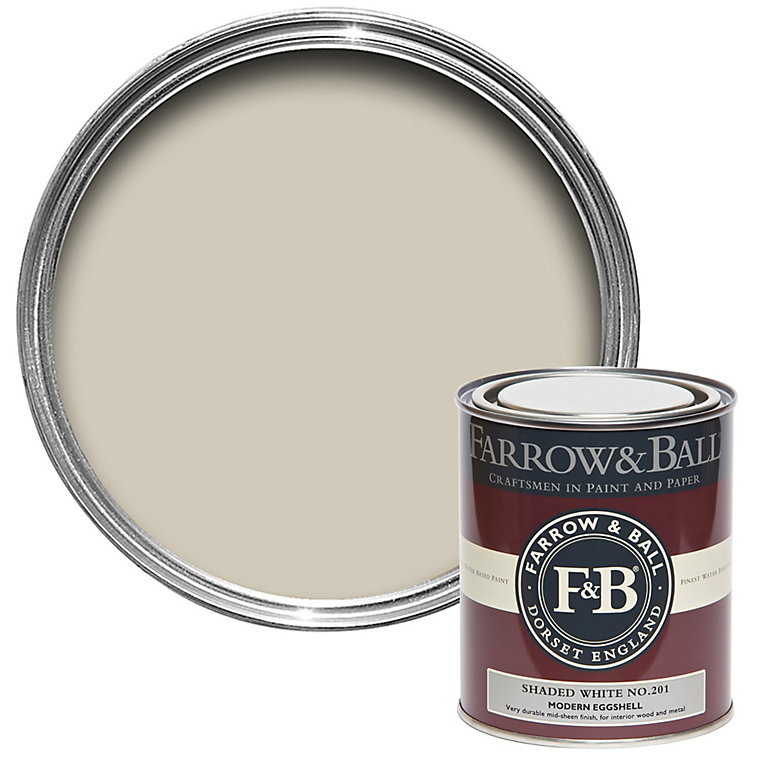 Product image for Farrow & Ball Modern Shaded White No.201 Eggshell Paint, 750ml