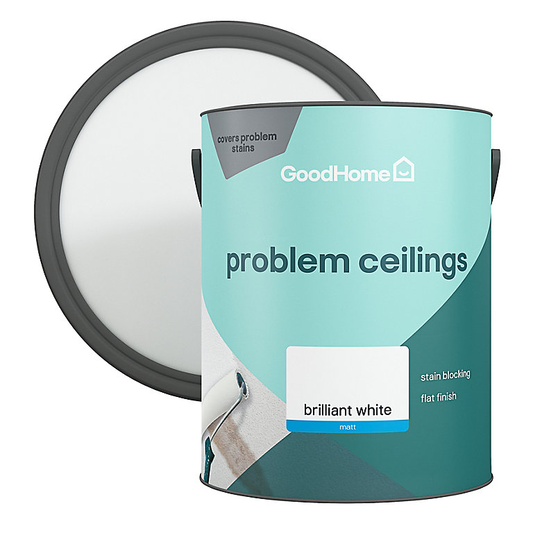 Image of GoodHome Problem Ceiling Brilliant White Matt Emulsion paint, 5L