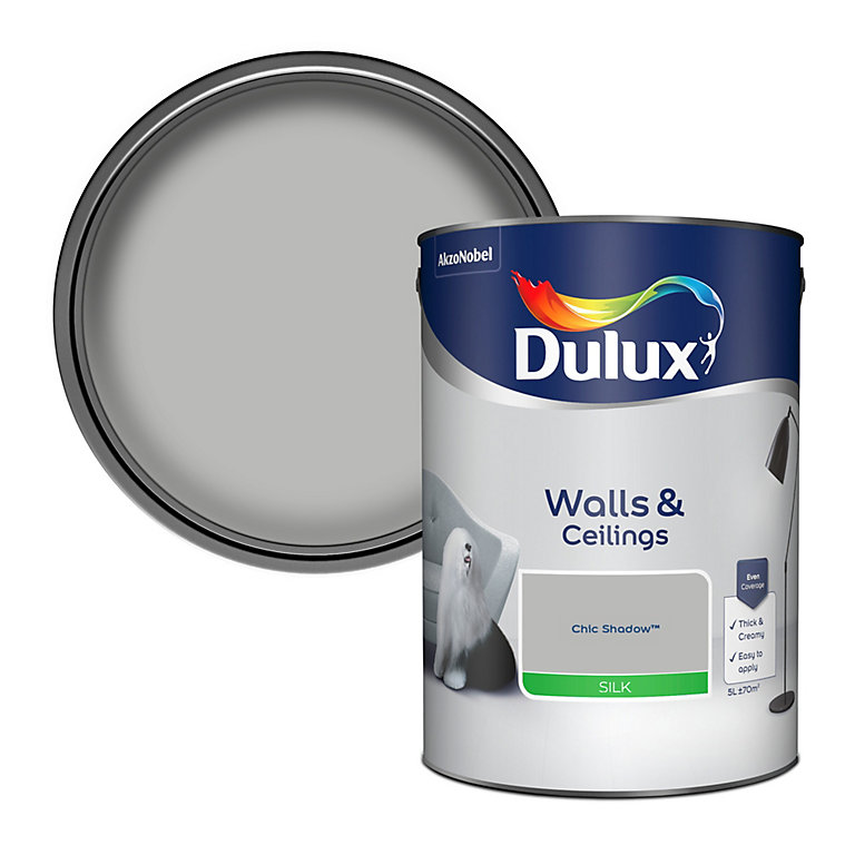 Product image for Dulux Walls & ceilings Chic shadow Silk Emulsion paint, 5L