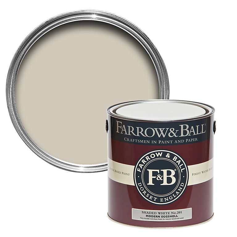 Product image for Farrow & Ball Modern Shaded White No.201 Eggshell Paint, 2.5L