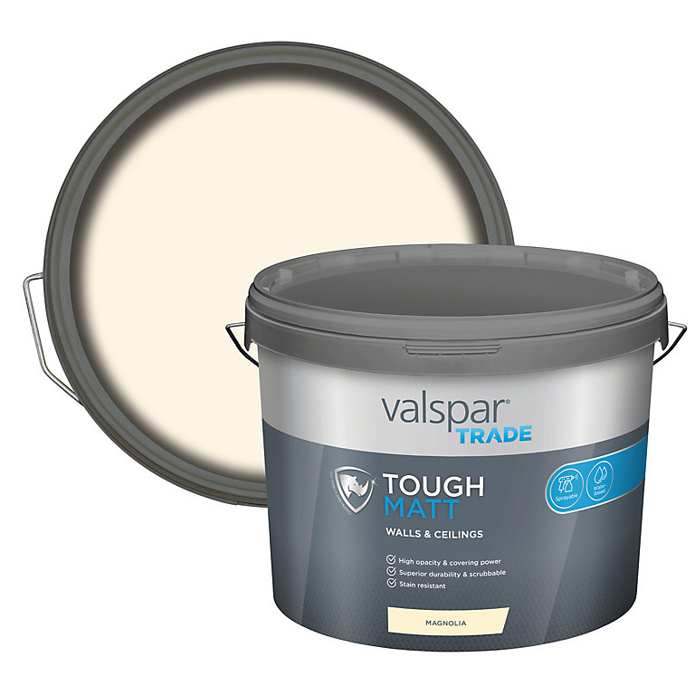 Product image for Valspar Trade Tough Magnolia Matt Emulsion paint, 10L
