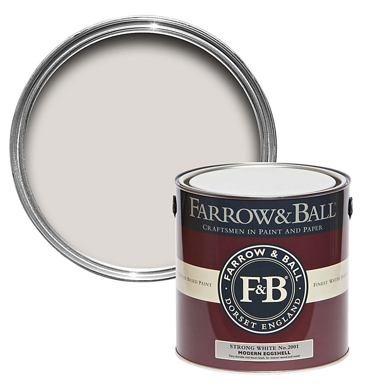 Product image for Farrow & Ball Modern Strong White No.2001 Eggshell Paint, 2.5L