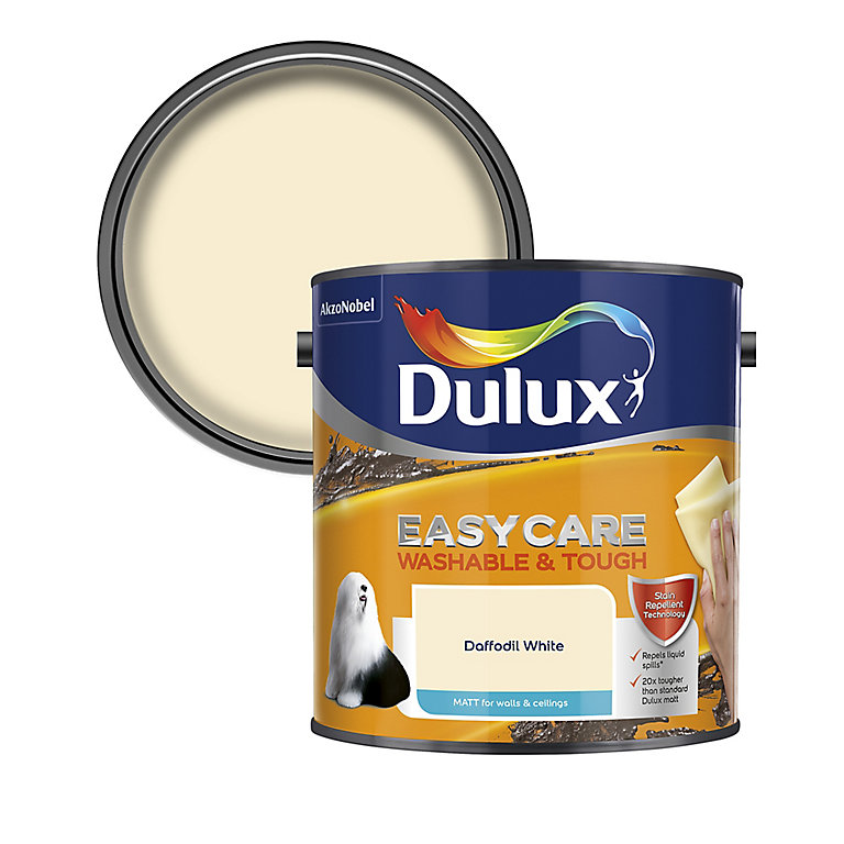 Product image for Dulux Easycare Daffodil white Matt Emulsion paint, 2.5L