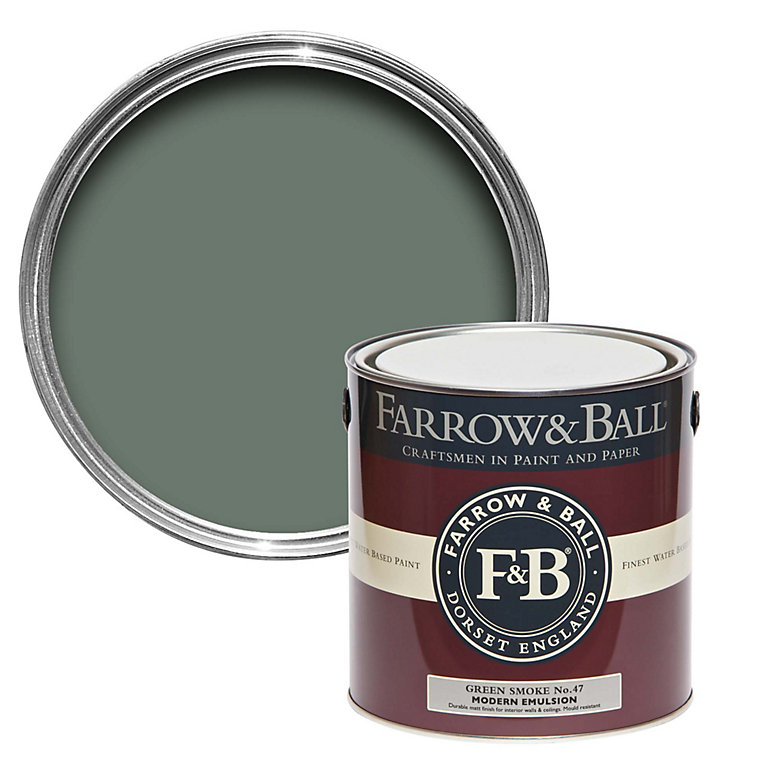 Product image for Farrow & Ball Modern Green Smoke No.47 Matt Emulsion paint, 2.5L