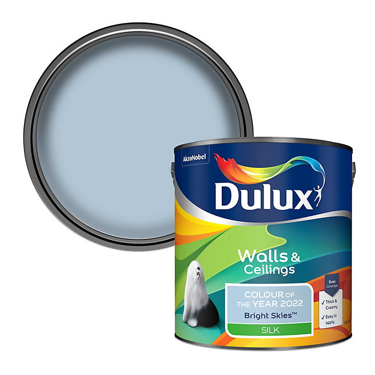 Product image for Dulux Walls & ceilings Bright Skies Silk Emulsion paint, 2.5L