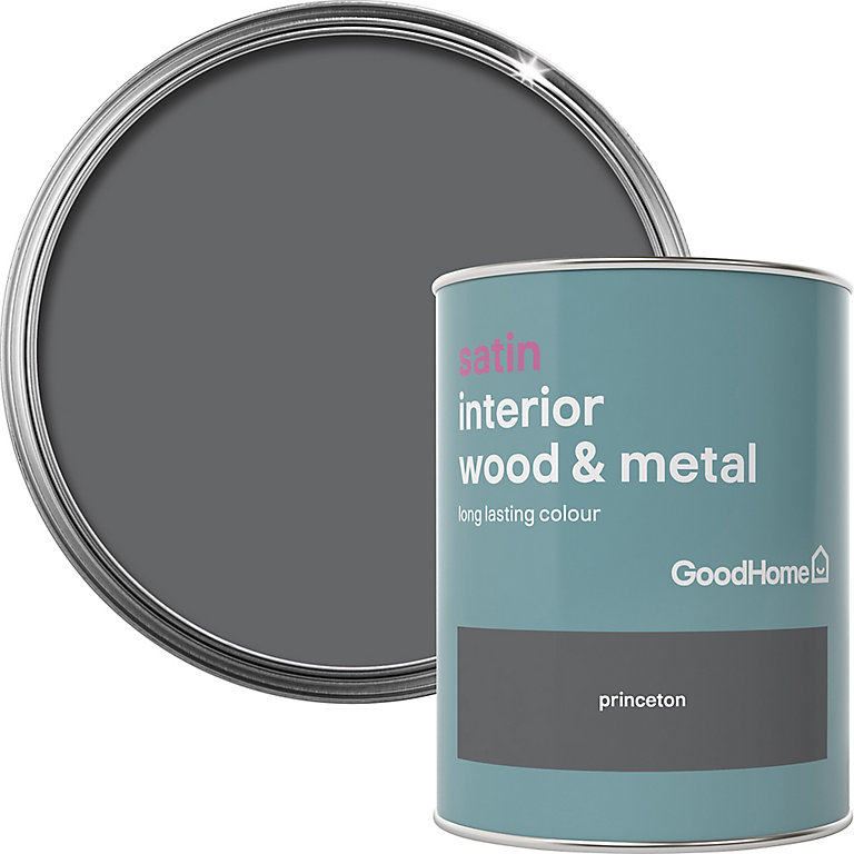 Product image for GoodHome Princeton Satin Metal & wood paint, 750ml