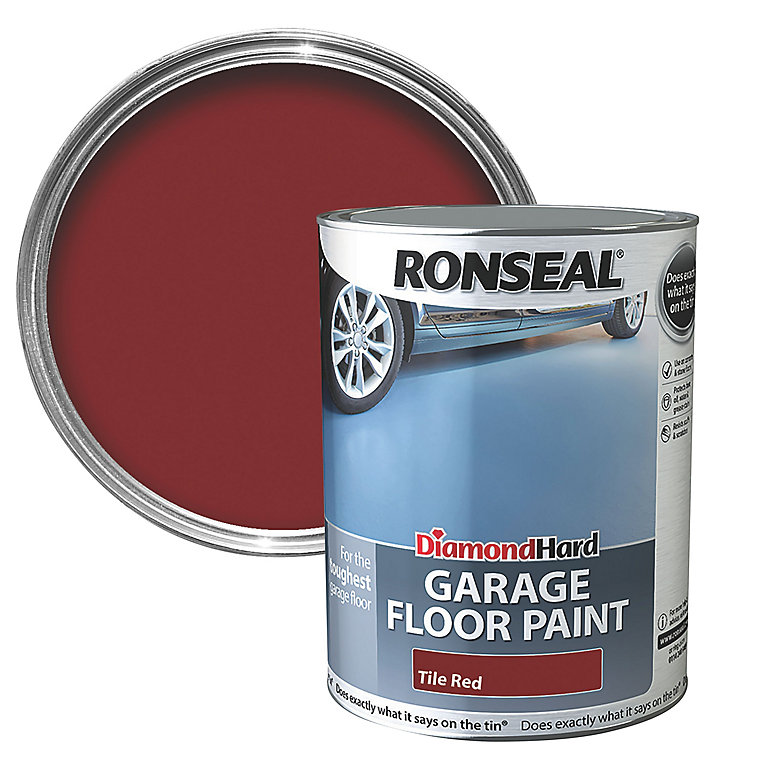 Image of Ronseal Diamond hard Tile red Satinwood Garage floor paint, 5L