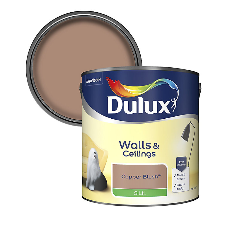 Product image for Dulux Walls & ceilings Copper blush Silk Emulsion paint, 2.5L