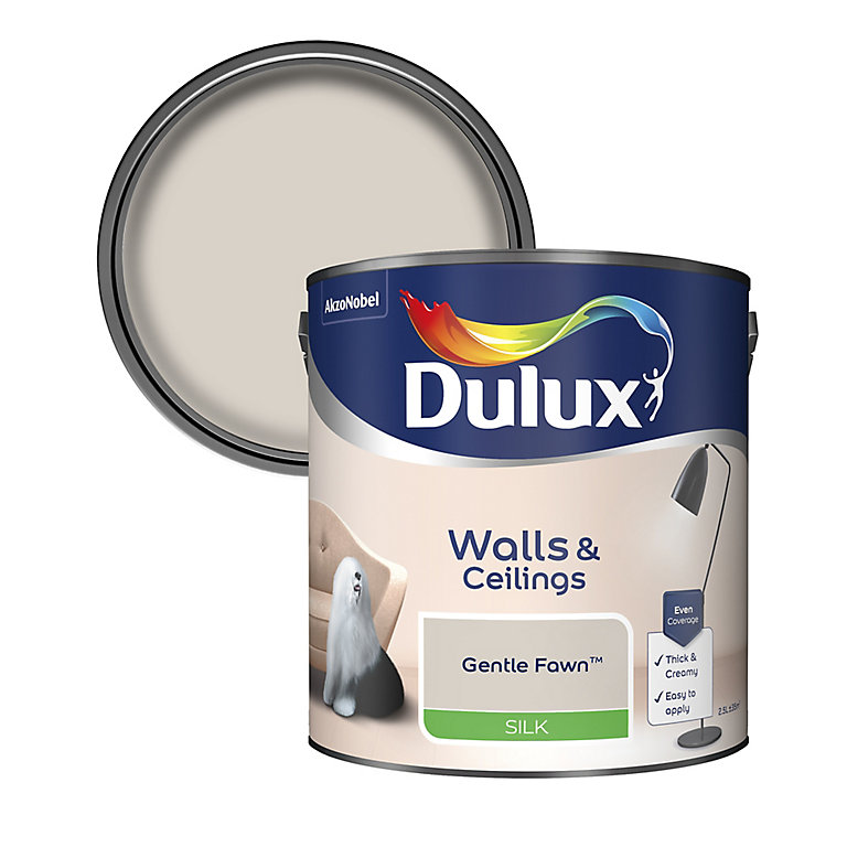 Product image for Dulux Walls & ceilings Gentle fawn Silk Emulsion paint, 2.5L