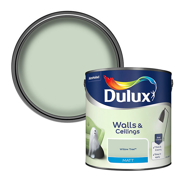 Product image for Dulux Walls & ceilings Willow tree Matt Emulsion paint, 2.5L