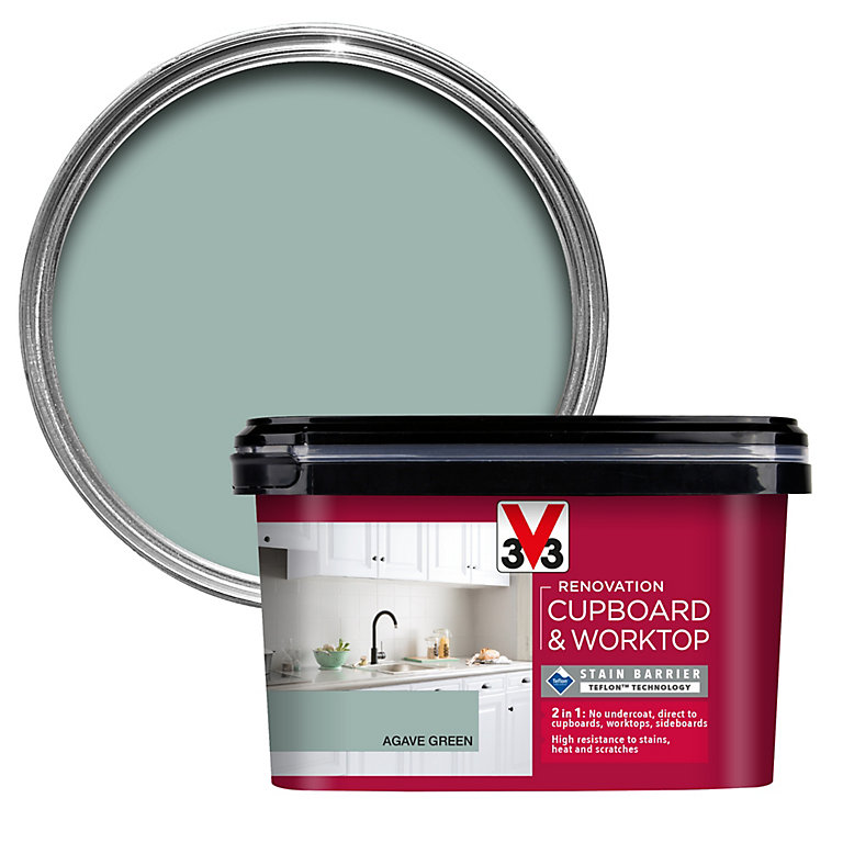 Product image for V33 Renovation Agave Green Satinwood Cupboard & cabinet paint, 2L