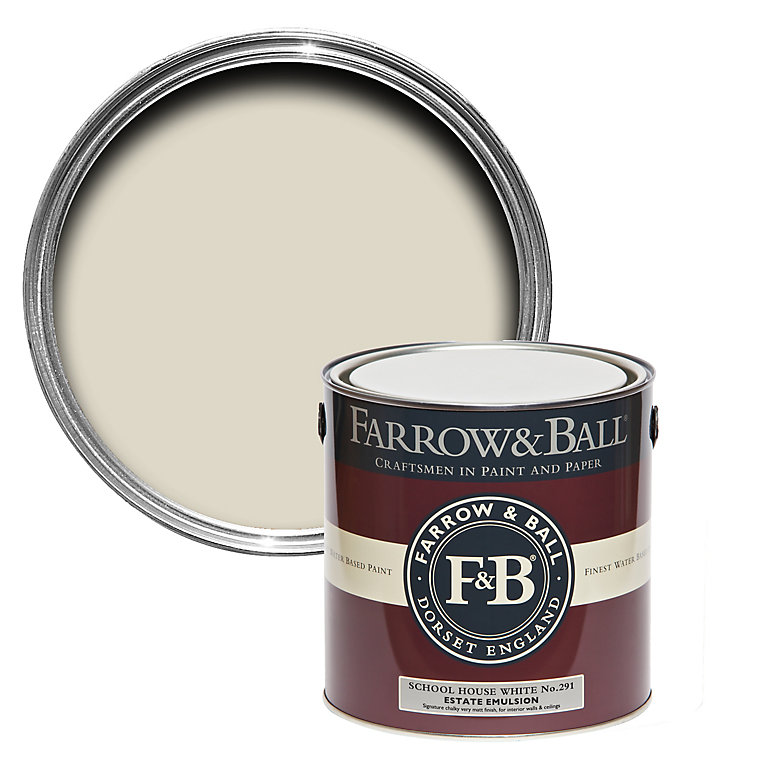 Product image for Farrow & Ball Estate School house white No.291 Matt Emulsion paint, 2.5L