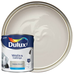 Product image for Dulux Walls & ceilings Pebble shore Matt Emulsion paint, 2.5L