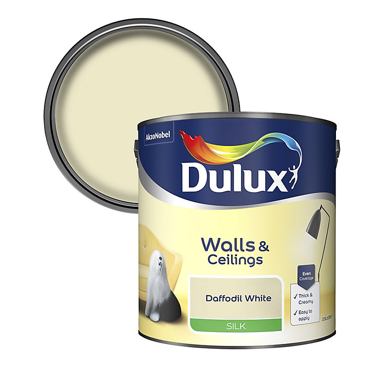 Product image for Dulux Natural hints Daffodil white Silk Emulsion paint, 2.5L