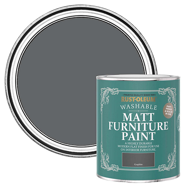 Product image for Rust-Oleum Graphite Matt Furniture paint, 750ml