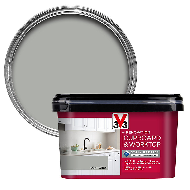 Product image for V33 Renovation Loft Grey Satin Cupboard & cabinet paint, 2L