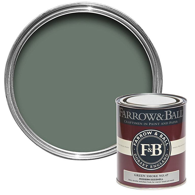Product image for Farrow & Ball Modern Green Smoke No.47 Eggshell Paint, 750ml