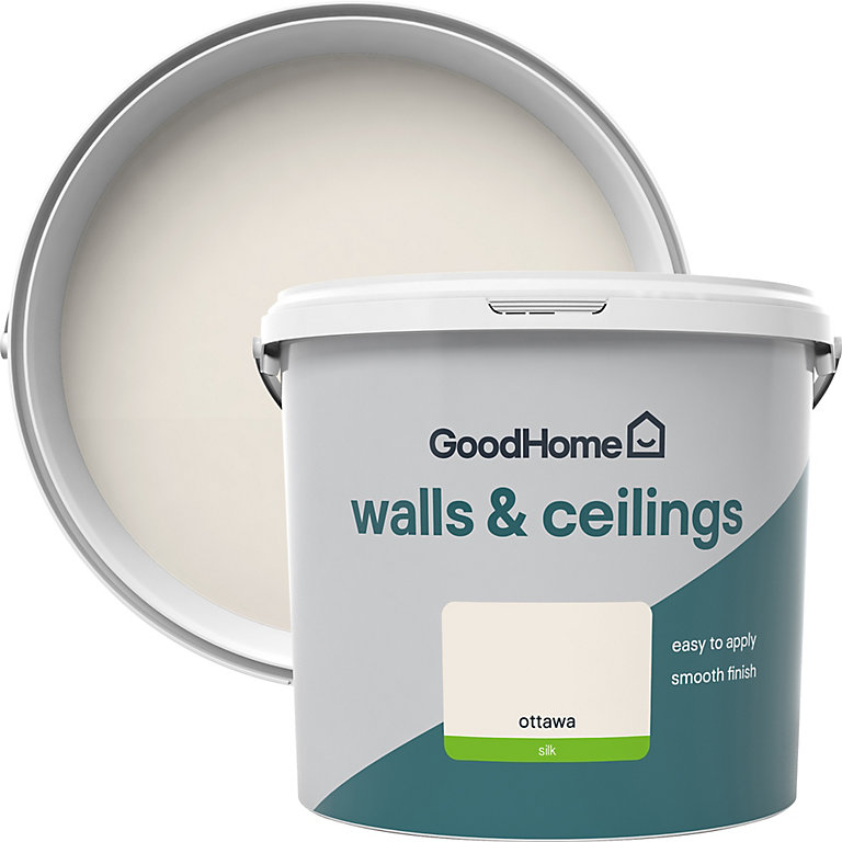 Product image for GoodHome Walls & ceilings Ottawa Silk Emulsion paint, 5L