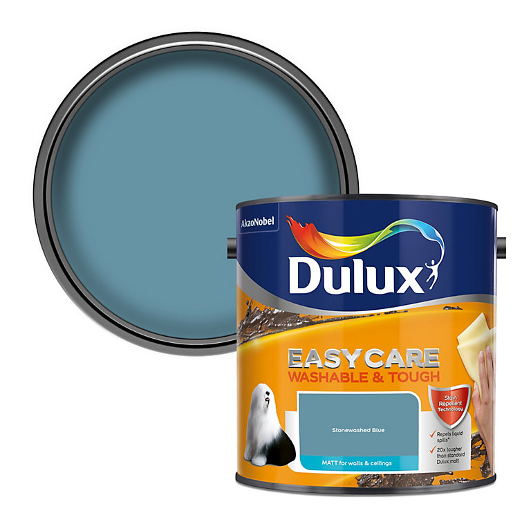 Image of Dulux Easycare Stonewashed Blue Matt Wall paint, 2.5L