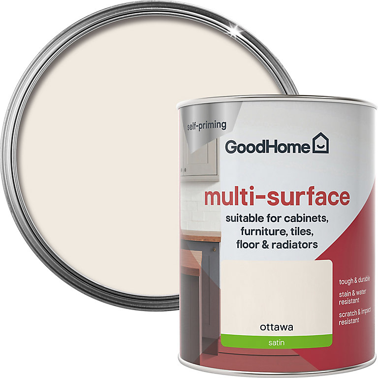 Product image for GoodHome Durable Ottawa Satin Multi-surface paint, 750ml