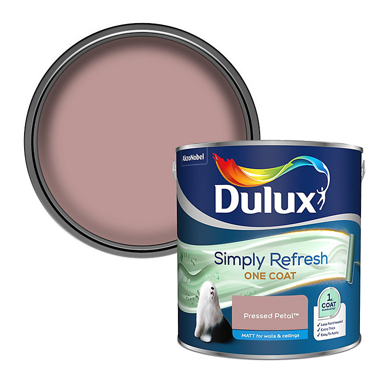 Product image for Dulux One coat Pressed petal Matt Emulsion paint, 2.5L