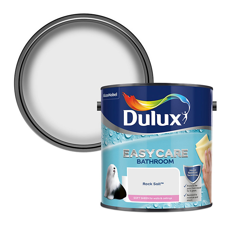 Product image for Dulux Easycare Bathroom Rock salt Soft sheen Emulsion paint, 2.5L