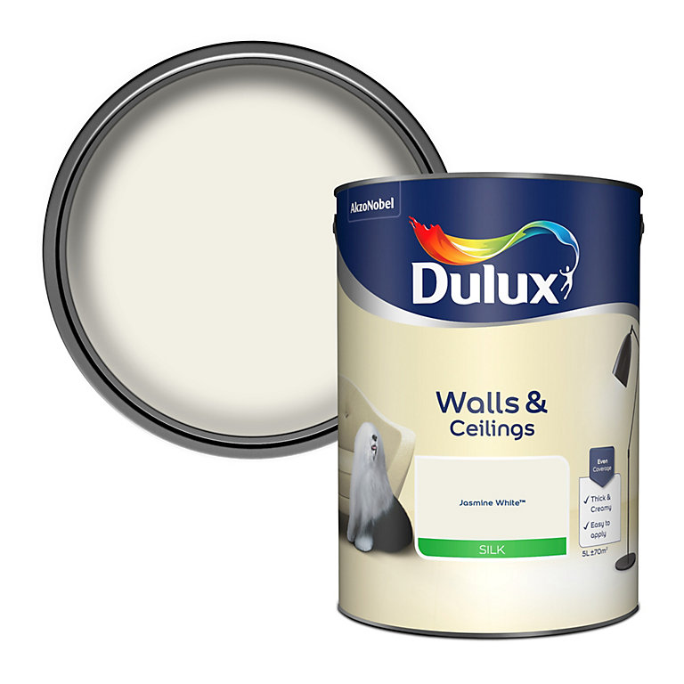 Product image for Dulux Natural hints Jasmine white Silk Emulsion paint, 5L