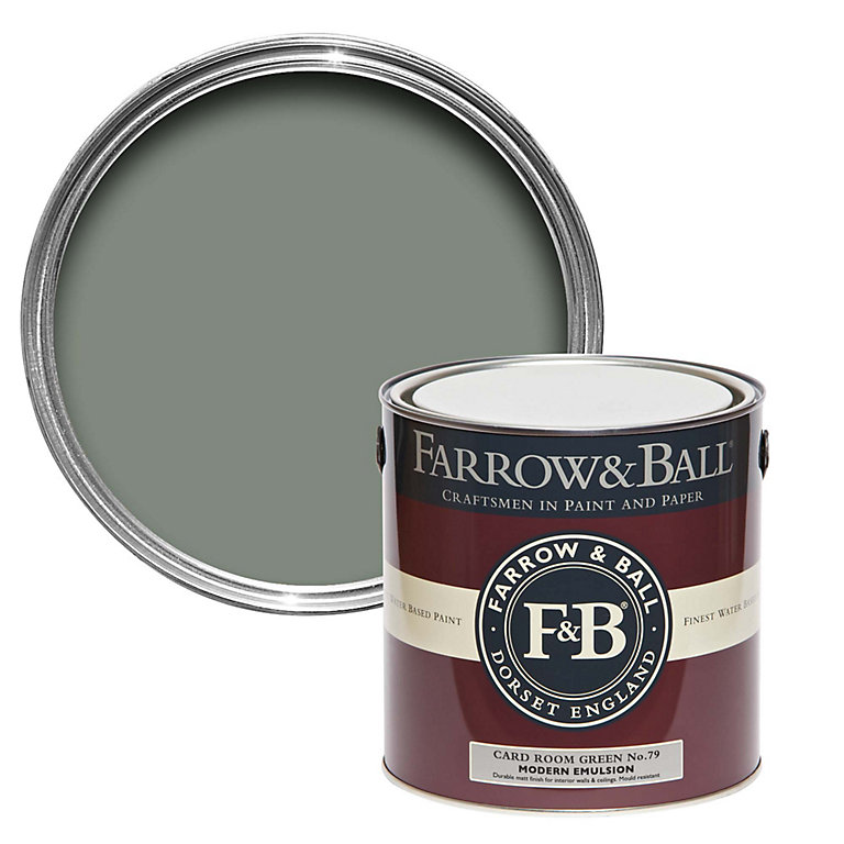 Product image for Farrow & Ball Modern Card Room Green No.79 Matt Emulsion paint, 2.5L