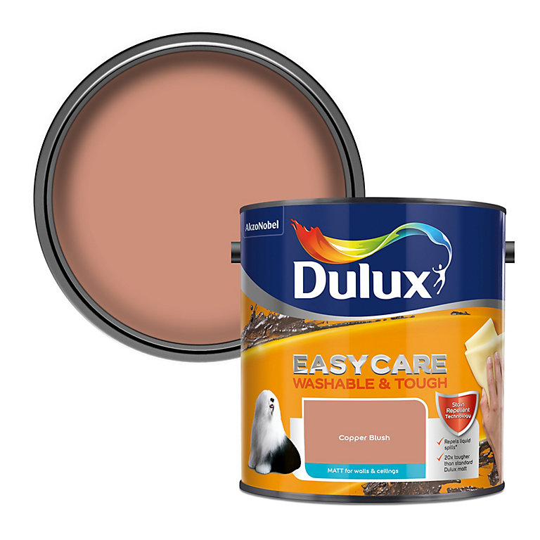 Product image for Dulux Easycare Copper blush Matt Emulsion paint, 2.5L