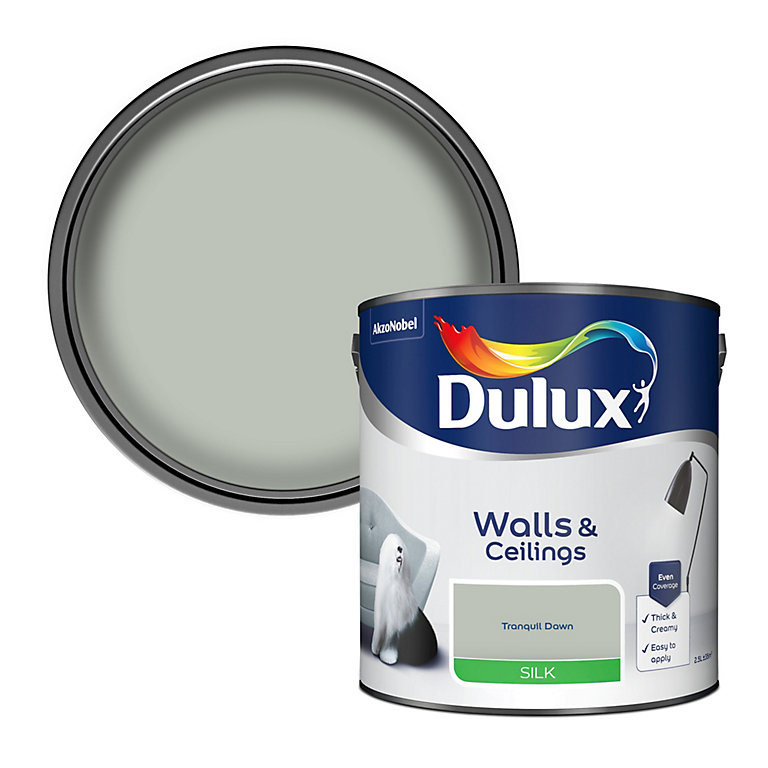 Product image for Dulux Walls & ceilings Tranquil dawn Silk Emulsion paint, 2.5L