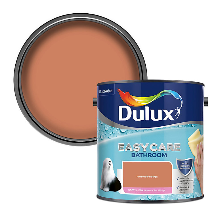 Product image for Dulux Easycare Bathroom Frosted Papaya Soft sheen Wall paint, 2.5L