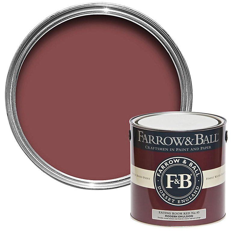 Product image for Farrow & Ball Modern Eating Room Red No.43 Matt Emulsion paint, 2.5L