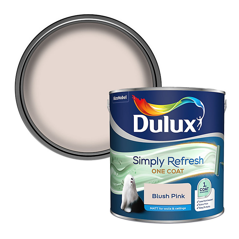 Product image for Dulux One coat Blush pink Matt Emulsion paint, 2.5L