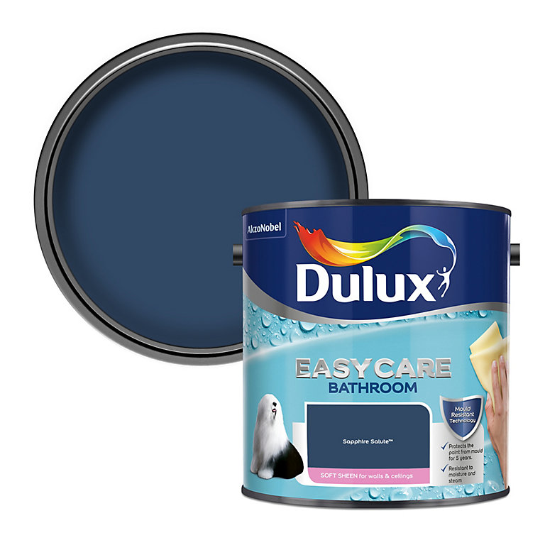 Product image for Dulux Easycare Bathroom Sapphire Salute Soft sheen Wall paint, 2.5L